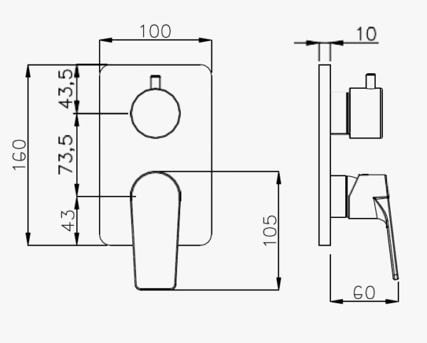 NOVA EV - Azure Control Units for 3-Way Concealed Bath Faucet