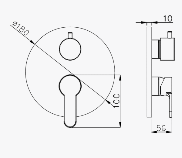 Lento Round Control Units for 3-Way Concealed Bath Faucet